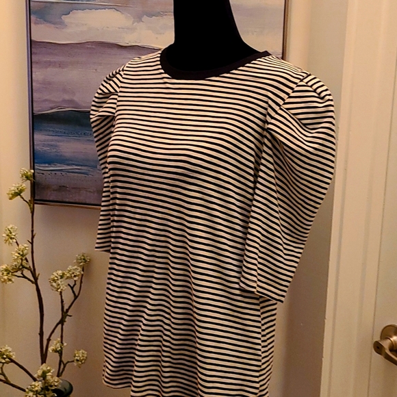Who What Wear Tops - Who What Wear Black/ White  Striped Tee Blouse  sz M
